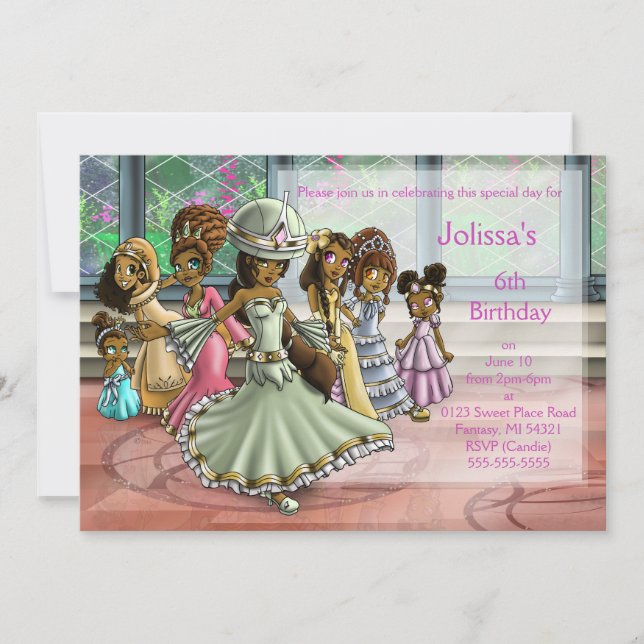 Invitación Partido de Cumpleaños de las Princesas Africanas (Anverso)