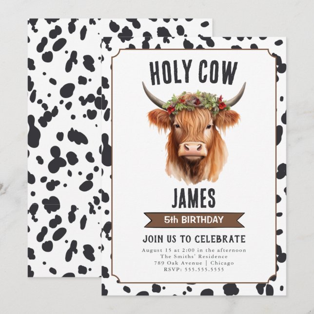 Invitación Partido de cumpleaños de las vacas de la región mo (Anverso / Reverso)