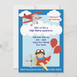 Invitación Partido de Cumpleaños de los Aviones para Niños