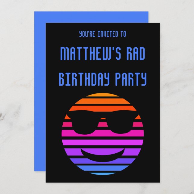 Invitación Partido de cumpleaños de los chicos de Emoji de Gu (Anverso / Reverso)