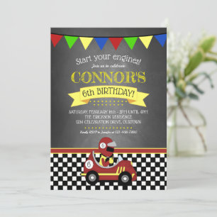 Invitación Partido de Cumpleaños de los Coches de Carrera Roj