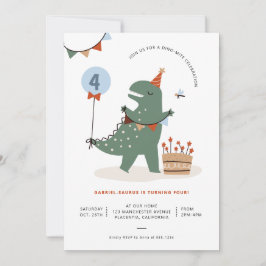 Invitación Partido de cumpleaños de los dinosaurios T-Rex mod