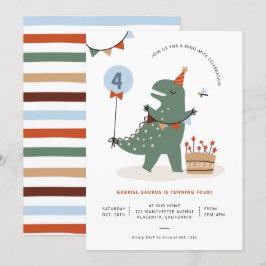 Invitación Partido de cumpleaños de los dinosaurios T-Rex mod