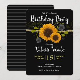 Invitación Partido de cumpleaños de los girasoles en un país 