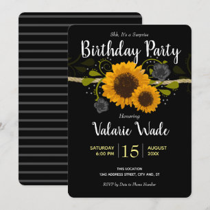 Invitación Partido de cumpleaños de los girasoles en un país