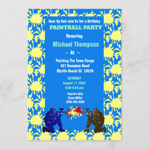 Invitación Partido de cumpleaños de los niños amarillos y azu