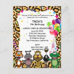 Invitación Partido de cumpleaños de los niños del Safari de l