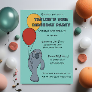 Invitación Partido de Cumpleaños de los Personalizados Manate