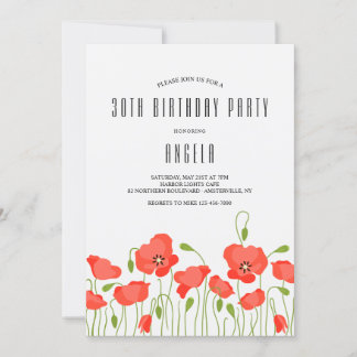 Invitación Partido de Cumpleaños de los Poppies Rojos