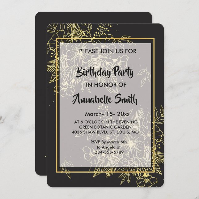 Invitación Partido de Cumpleaños de los Rosas Dorados (Anverso / Reverso)