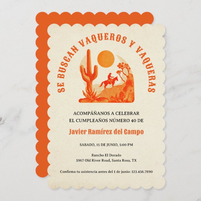 Invitación Partido de Cumpleaños de los Vaqueros Españoles de (Anverso / Reverso)