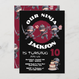 Invitación Partido de Cumpleaños de Ninja Karate Cake Warrida