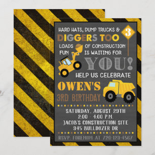 Invitación Partido de cumpleaños de niño invitado a la constr