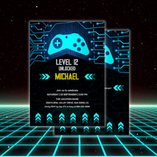 Invitación Partido de cumpleaños de nivel de videojuego moder