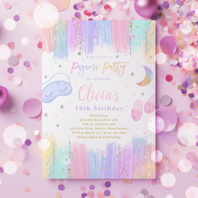 Invitación Partido de Cumpleaños de Pajama Sleepover (Subido por el creador)