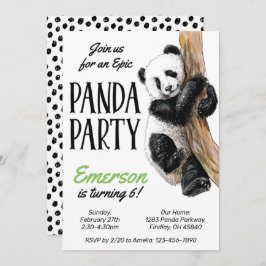 Invitación Partido de cumpleaños de Panda, cualquier edad