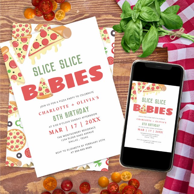 Invitación Partido de cumpleaños de Pizza Slice moderna Slice (Subido por el creador)
