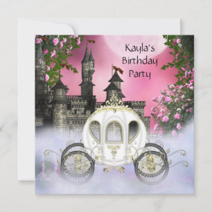 Invitación Partido de cumpleaños de Princesa de Rosas Rosadas
