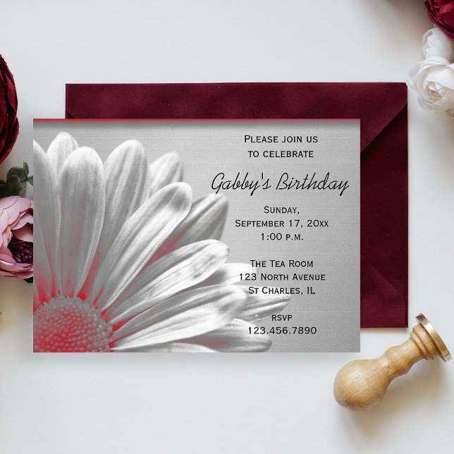 Invitación Partido de Cumpleaños de Red Floral Highlights (Subido por el creador)