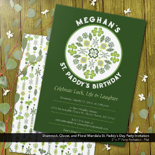 Invitación Partido de cumpleaños de Shamrock Clover Mandala S