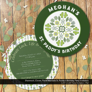 Invitación Partido de cumpleaños de Shamrock Clover Mandala S