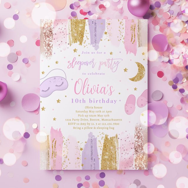 Invitación Partido de Cumpleaños de Slumber Sleepover Teen Tw (Subido por el creador)
