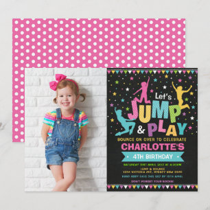 Invitación Partido de Cumpleaños de Trampoline de Jump Boundi