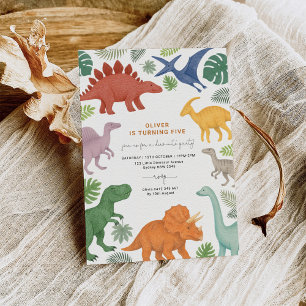 Invitación Partido de cumpleaños de un niño de dinosaurio mod