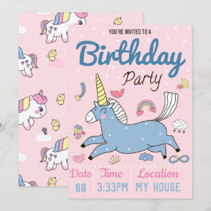 Invitación Partido de Cumpleaños de Unicornio