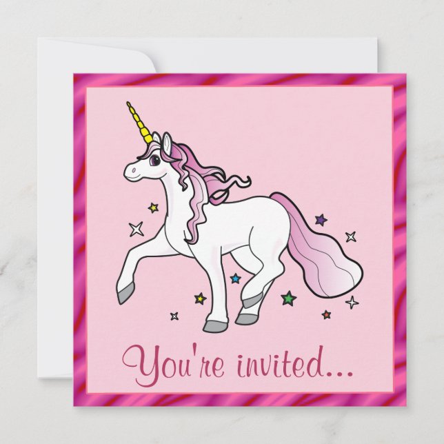 Invitación Partido de Cumpleaños de Unicornio (Anverso)