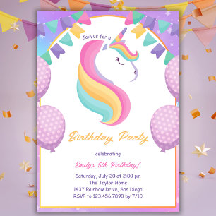 Invitación Partido de Cumpleaños de Unicornio, Chicas de la C