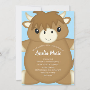 Invitación Partido de cumpleaños de vaca Highland de Escocia