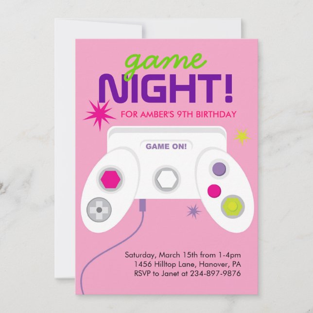 Invitación Partido de cumpleaños de videojuegos de Arcade inv (Anverso)