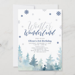 Invitación Partido de cumpleaños de Wonderland Boy Winter Sil