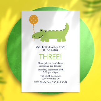 Invitación Partido de Cumpleaños del Aliligador Cute