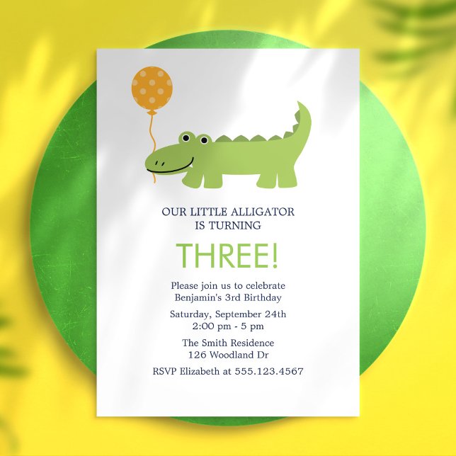 Invitación Partido de Cumpleaños del Aliligador Cute (Subido por el creador)