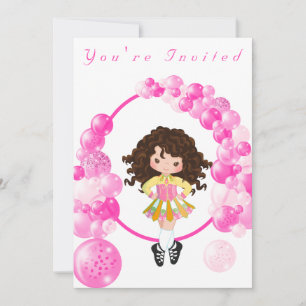 Invitación Partido de cumpleaños del Arco de Globos Rosa de B