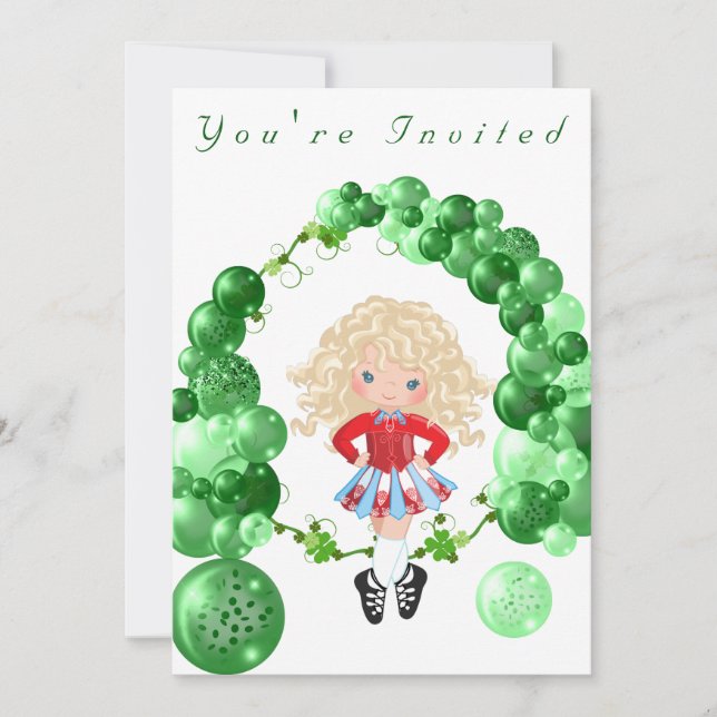 Invitación Partido de cumpleaños del Arco de Globos Verdes de (Anverso)