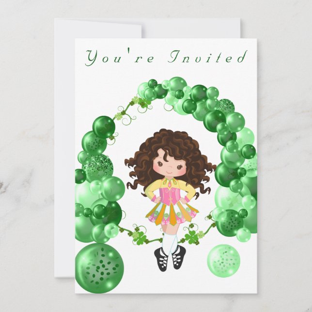 Invitación Partido de cumpleaños del Arco de Globos Verdes de (Anverso)