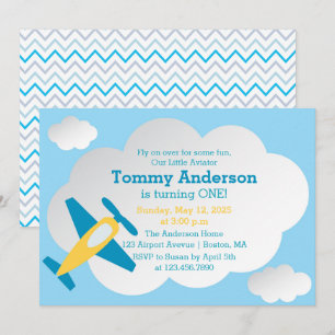 Invitación Partido de Cumpleaños del Aviador Pequeño
