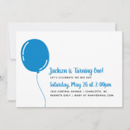 Invitación Partido de Cumpleaños del Balón Azul Único Moderno