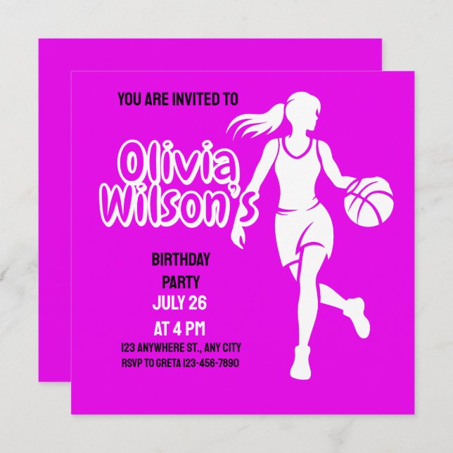 Invitación Partido de Cumpleaños del Baloncesto, Jugador de B (Anverso / Reverso)