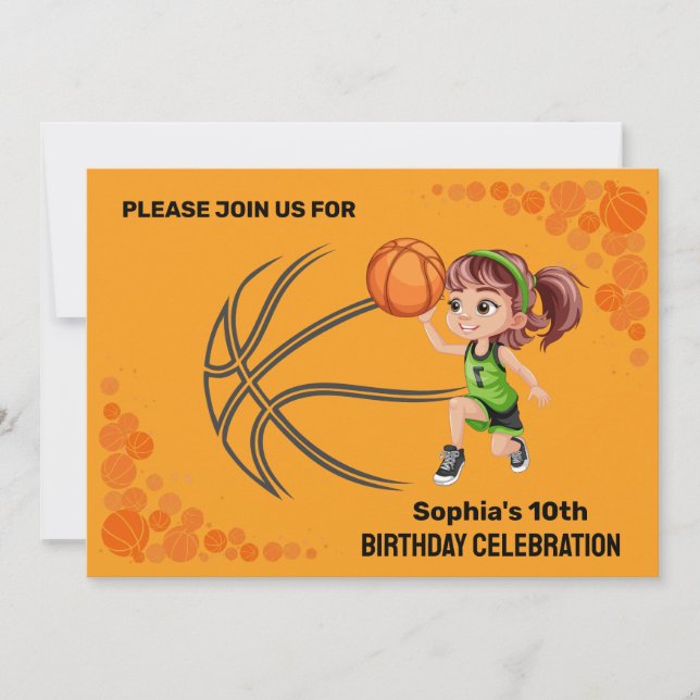Invitación Partido de Cumpleaños del Baloncesto, Jugador de B (Anverso)