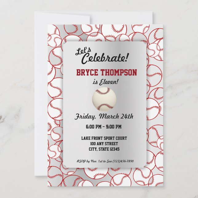 Invitación Partido de Cumpleaños del Béisbol (Anverso)