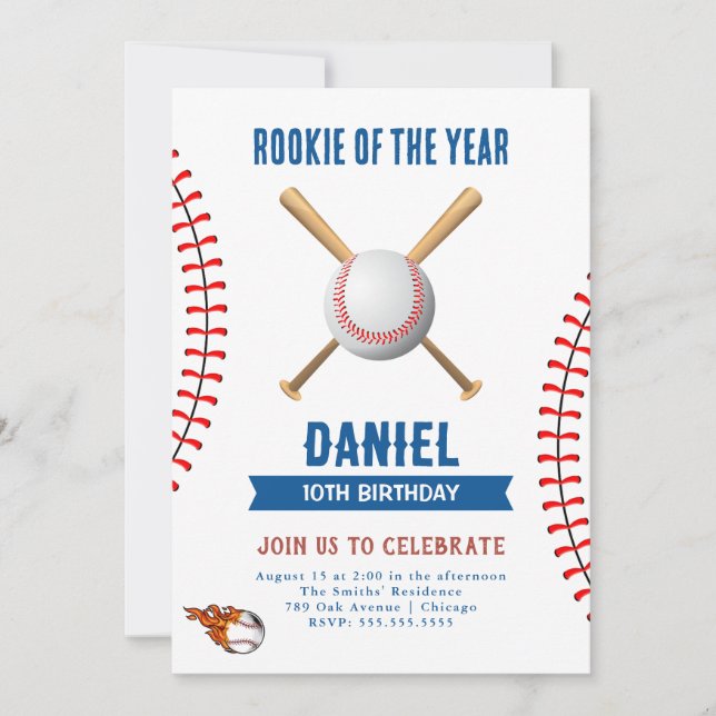 Invitación Partido de Cumpleaños del Béisbol (Anverso)