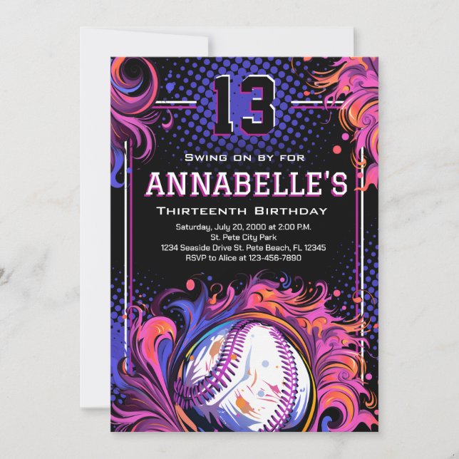 Invitación Partido de Cumpleaños del Béisbol (Anverso)