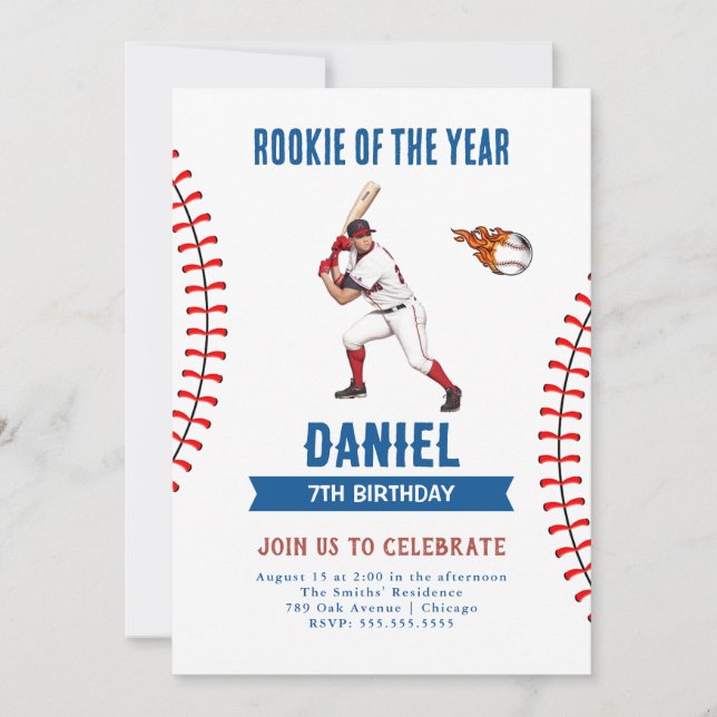 Invitación Partido de Cumpleaños del Beisbol Rookie (Anverso)