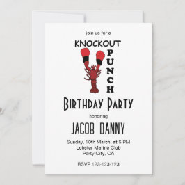 Invitación Partido de Cumpleaños del Boxeo de Lobster Knockou