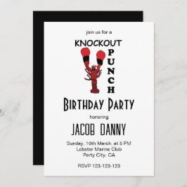 Invitación Partido de Cumpleaños del Boxeo de Lobster Knockou