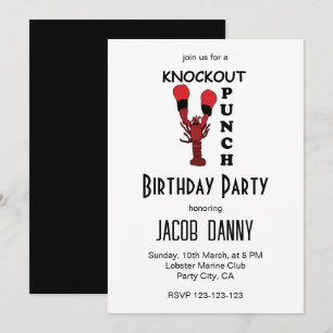 Invitación Partido de Cumpleaños del Boxeo de Lobster Knockou